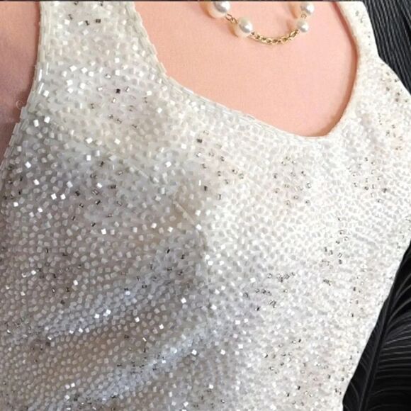 Fleur de lis VTG Ivory Beaded 2 Piece Halter Wedding Dress NWT *Fits Like Med - Picture 5 of 17